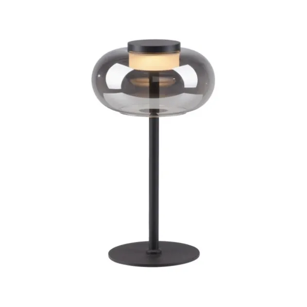 Schöner Wohnen-Kollektion Tischleuchte SIA schwarz, Rauchglas, Schnurschalter
