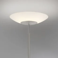Stehleuchte, Deckenfluter, Leseleuchte, stahlfarben, Dimmfunktion, modern