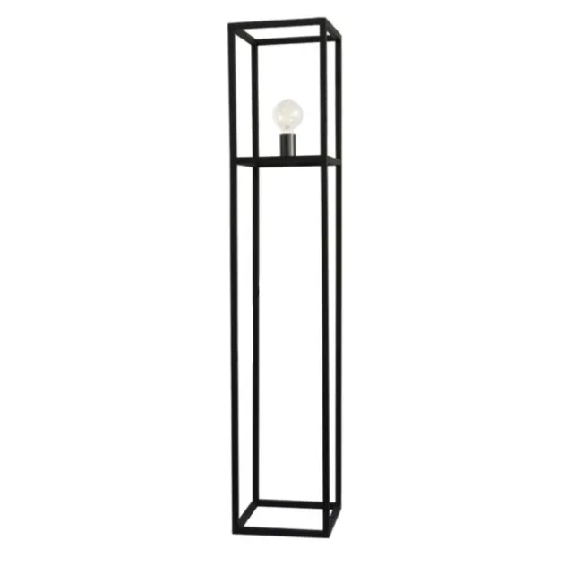 Stehleuchte, schwarz, Retro-Stil, moderne Cage-Optik, inkl. Fußschalter