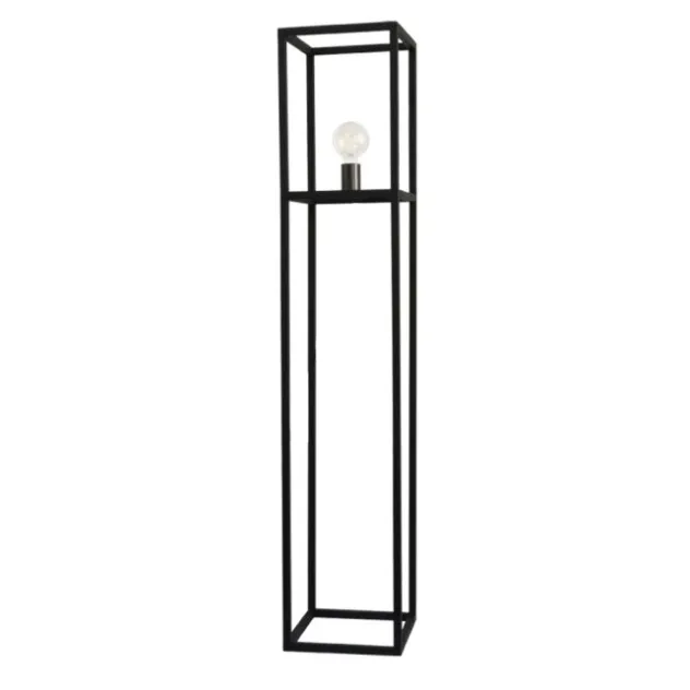 Stehleuchte, schwarz, Retro-Stil, moderne Cage-Optik, inkl. Fußschalter