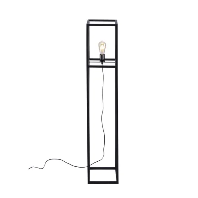 Stehleuchte, schwarz, Retro-Stil, moderne Cage-Optik, inkl. Fußschalter