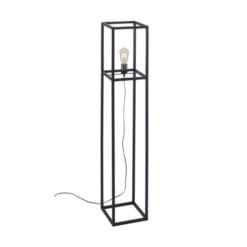 Stehleuchte, schwarz, Retro-Stil, moderne Cage-Optik, inkl. Fußschalter