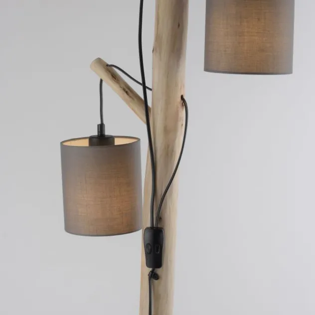 Stehleuchte, taupe, Holzoptik