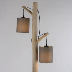 Stehleuchte, taupe, Holzoptik