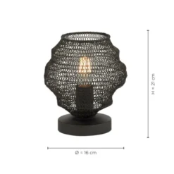 Tischlampe in angesagter schwarzer Netzoptik im Industrial Design