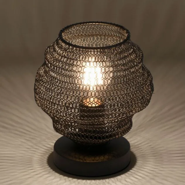 Tischlampe in angesagter schwarzer Netzoptik im Industrial Design