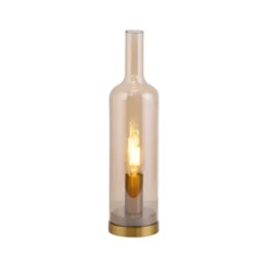 Tischleuchte BOTTLE, Amberglas, Schnurschalter, Leuchtmittel wechselbar