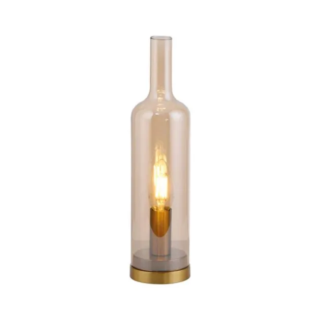 Tischleuchte BOTTLE, Amberglas, Schnurschalter, Leuchtmittel wechselbar