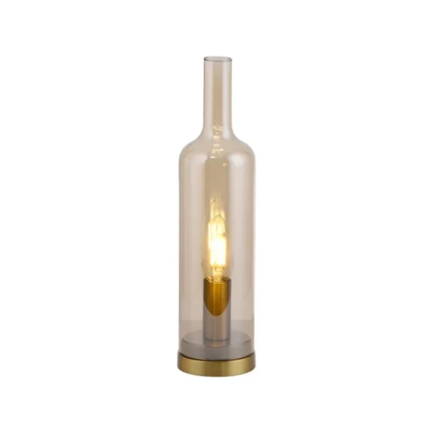 Tischleuchte BOTTLE, Amberglas, Schnurschalter, Leuchtmittel wechselbar