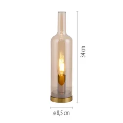 Tischleuchte BOTTLE, Amberglas, Schnurschalter, Leuchtmittel wechselbar