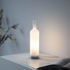 Tischleuchte BOTTLE, weiss, Opalglas glanz, Flasche, Schnurschalter