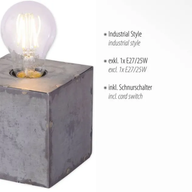 Tischleuchte, Eisenoptik, Industrial-Stil, E27-Fassungen