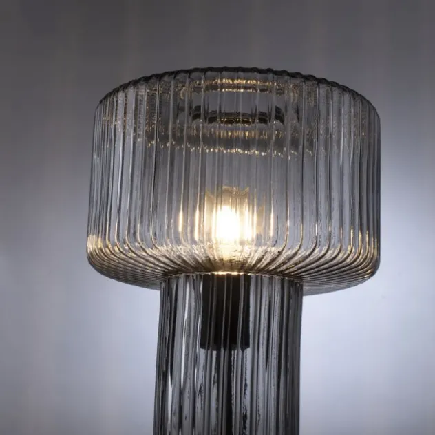 Tischleuchte, Glas, Rauchfarben, Design, E27