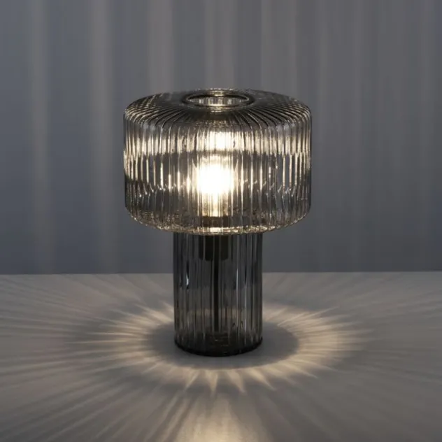 Tischleuchte, Glas, Rauchfarben, Design, E27