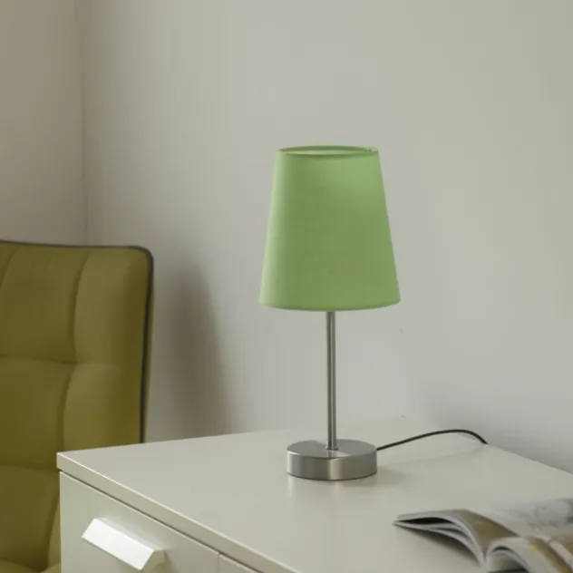 Tischleuchte, grün, 1x E14 LED, Schirm, inkl. Schnurschalter