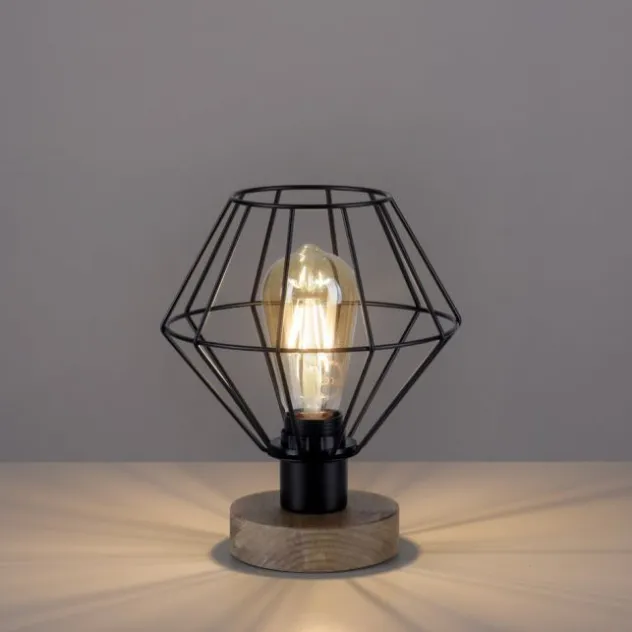 Tischleuchte, Holzdekor, 1xE27 max. 40 W, Innenleuchte, Holzdekor+Metall,