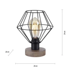Tischleuchte, Holzdekor, 1xE27 max. 40 W, Innenleuchte, Holzdekor+Metall,