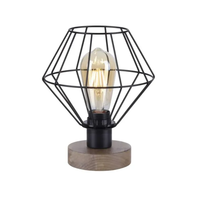 Tischleuchte, Holzdekor, 1xE27 max. 40 W, Innenleuchte, Holzdekor+Metall,