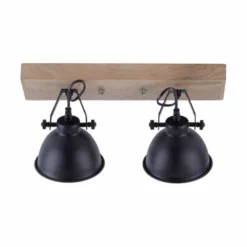 Wand- und Deckenleuchte, schwarz, 2flg, Retro-Look, Vintage, drehbar, Holz